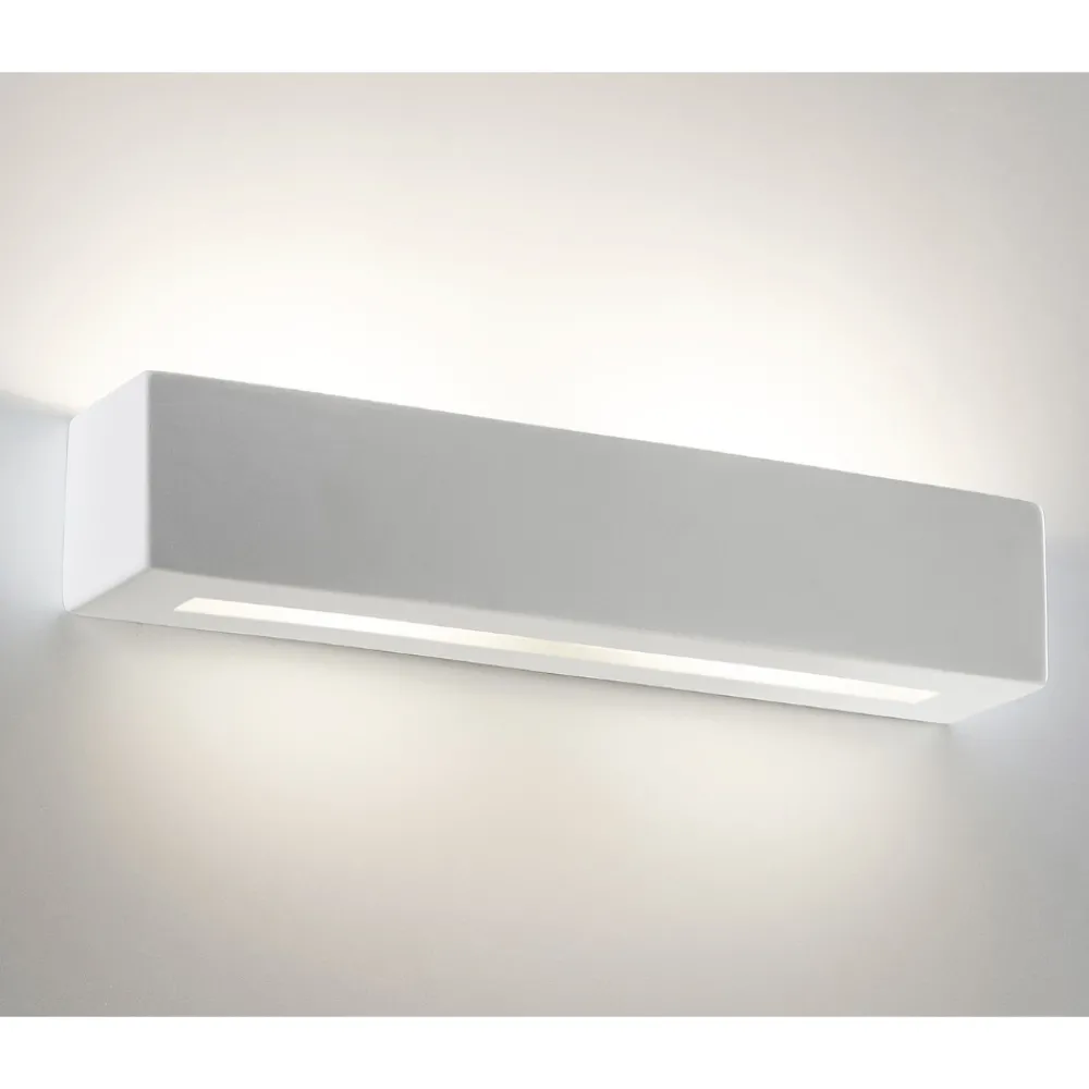 Applique Da Parete-Selezionato da Mazzolaluce Applique di gesso ceramico bianco led 18w 3000k rettangolare