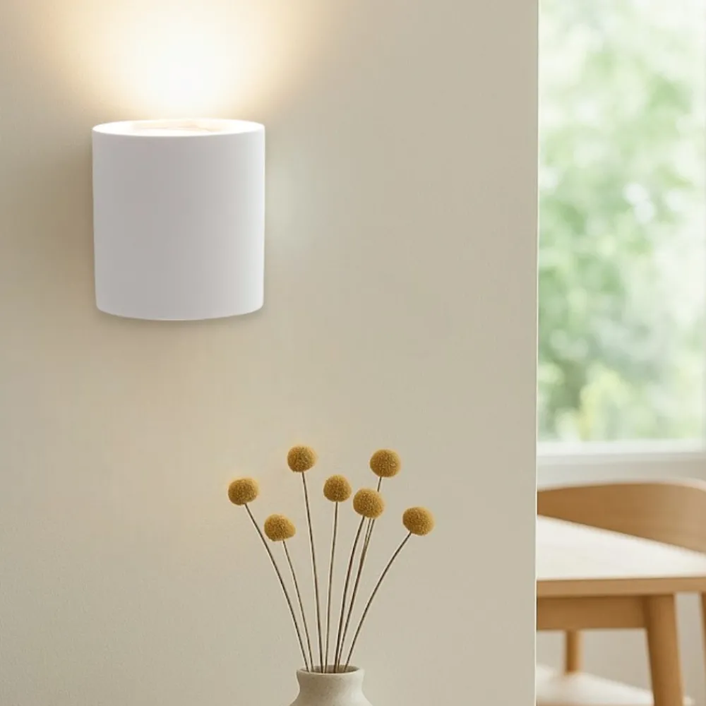 Applique Da Parete-Selezionato da Mazzolaluce Applique di gesso cristaly cilindro bianco verniciabile