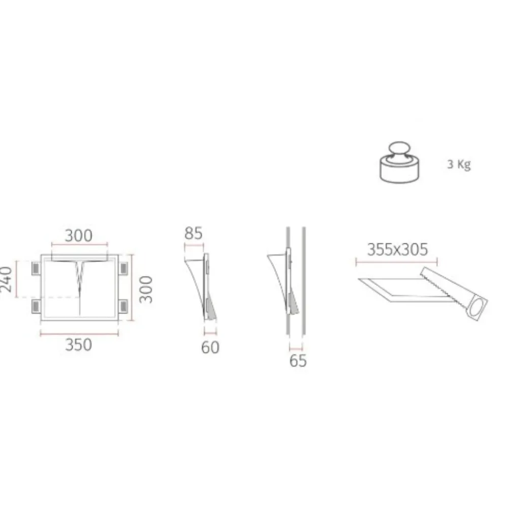 Applique Da Parete-Selezionato da Mazzolaluce Applique di gesso da incasso parete 13w 3000k bianca