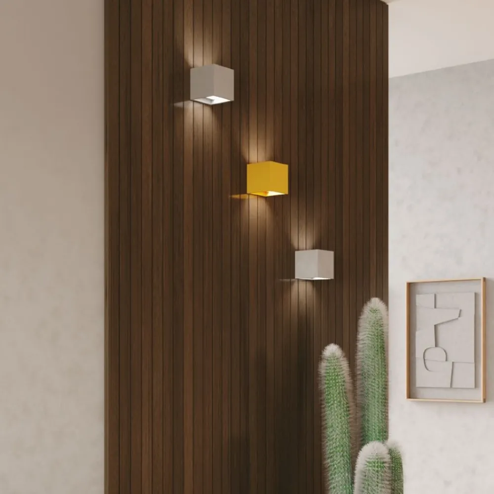 Applique Da Parete-IsyLuce Applique di gesso squadrata cubo bianco per interni