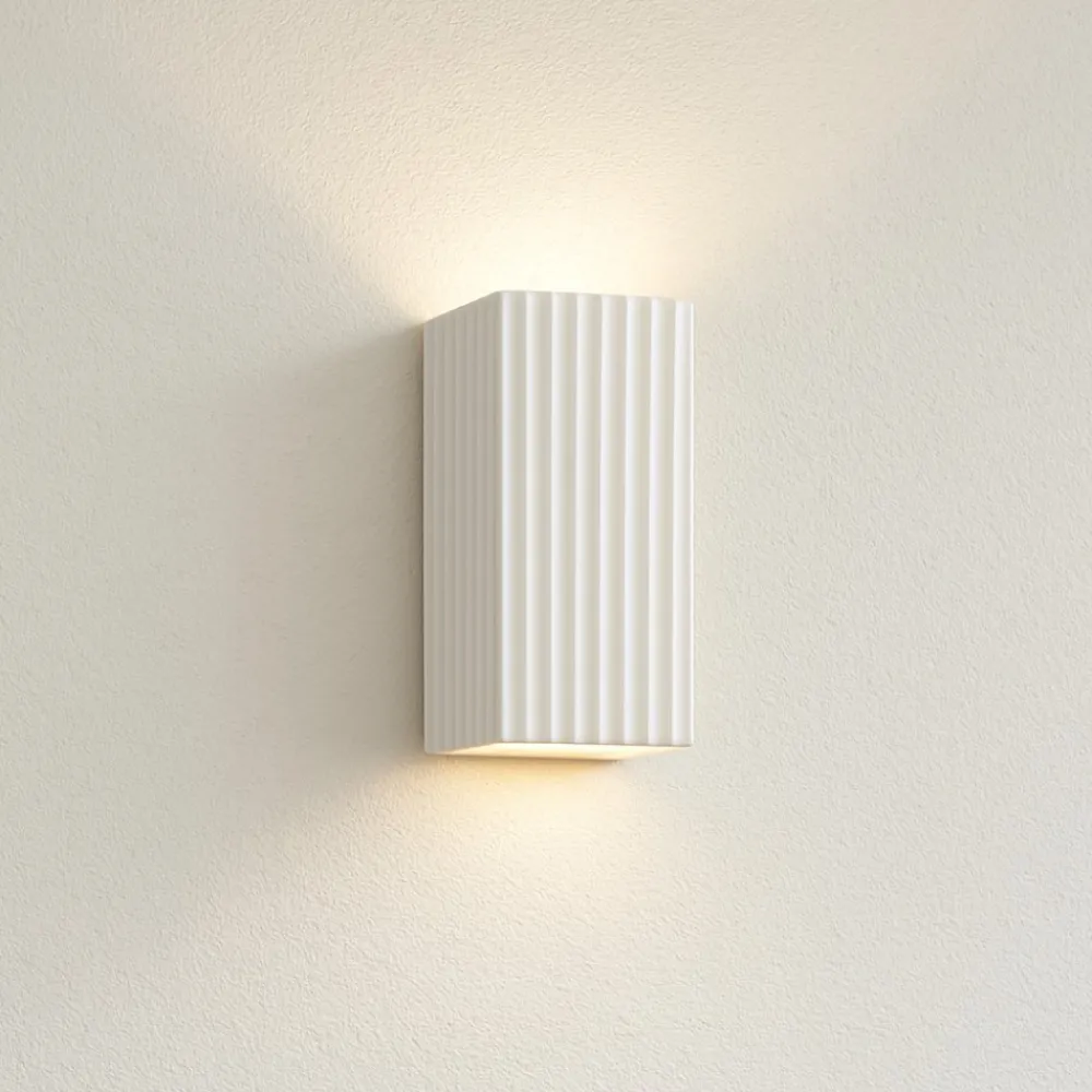 Applique Da Parete-IsyLuce Applique di gesso squadrato bianco rigato gypsos