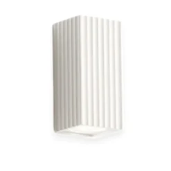 Applique Da Parete-IsyLuce Applique di gesso squadrato bianco rigato gypsos