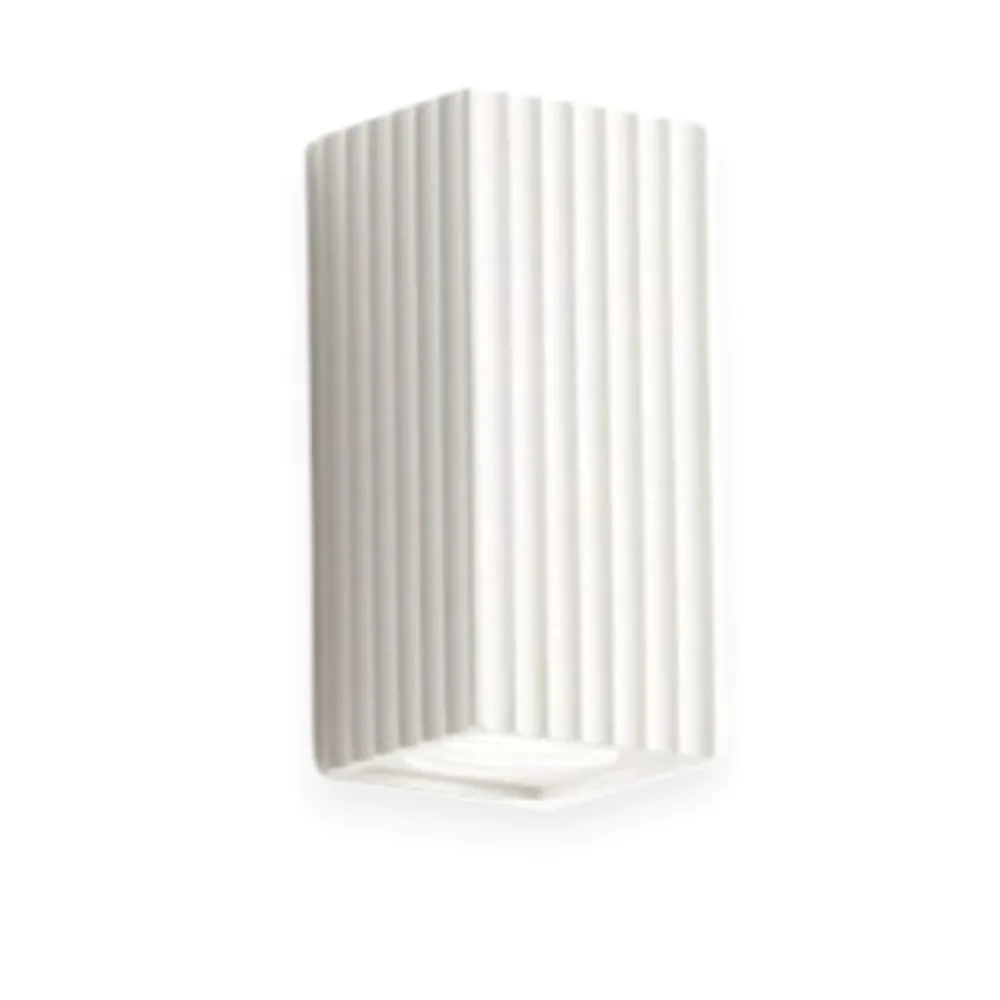 Applique Da Parete-IsyLuce Applique di gesso squadrato bianco rigato gypsos