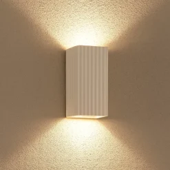 Applique Da Parete-IsyLuce Applique di gesso squadrato bianco rigato gypsos