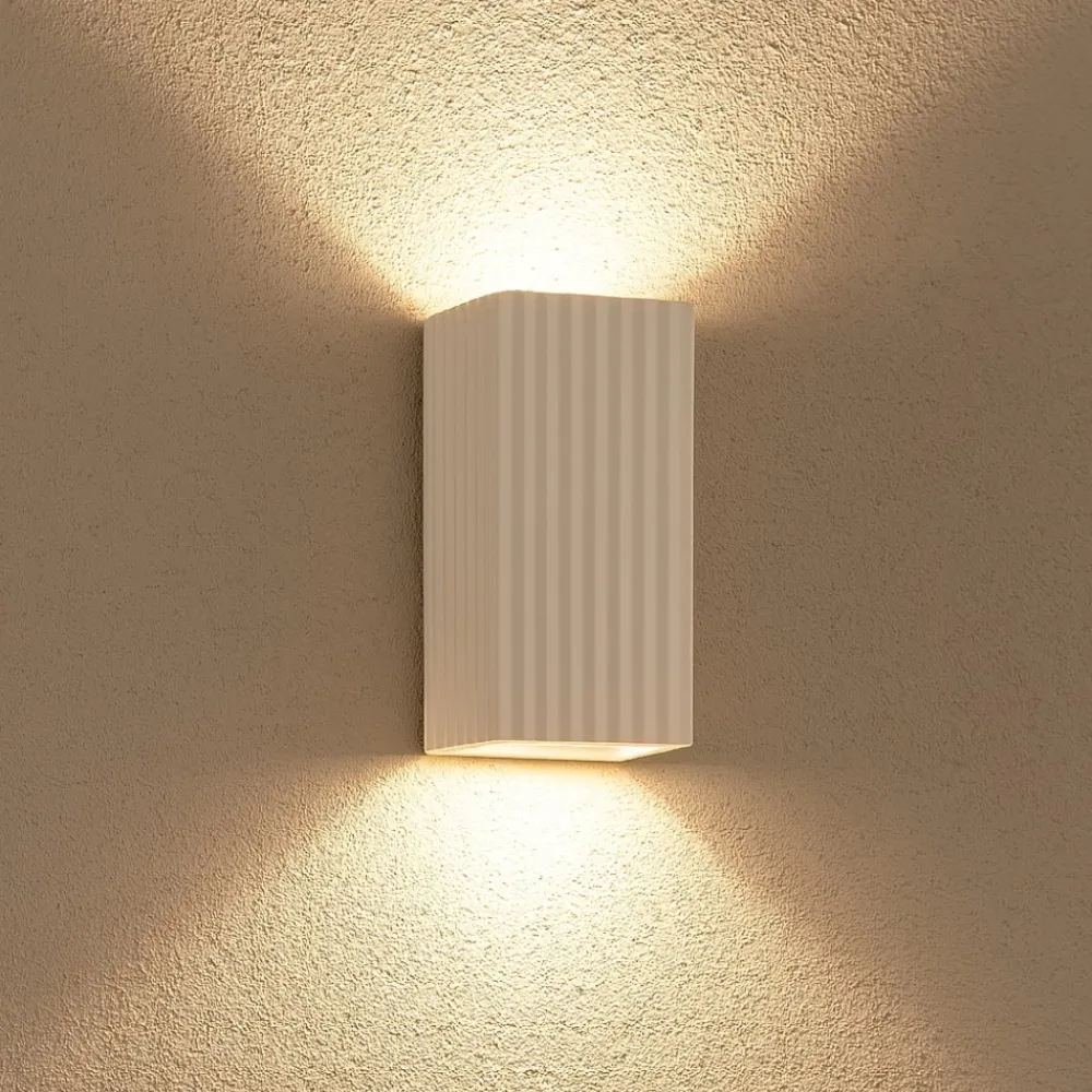 Applique Da Parete-IsyLuce Applique di gesso squadrato bianco rigato gypsos