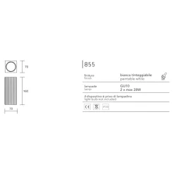 Applique Da Parete-IsyLuce Applique di gesso squadrato bianco rigato gypsos