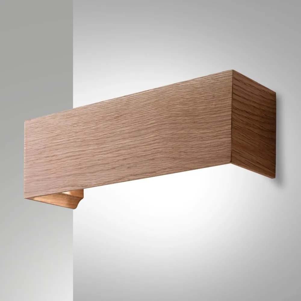 Applique Da Parete-Fabas Luce Applique di legno quercia rettangolare badia led 16w 3000k
