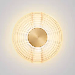 Applique Da Parete-Selezionato da Mazzolaluce Applique disco da parete circolare oro vetro ambra