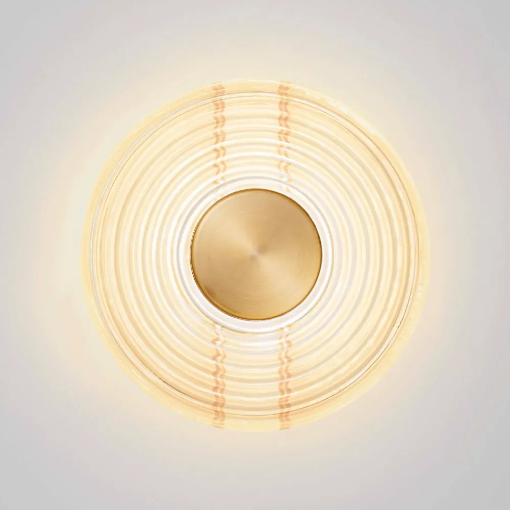 Applique Da Parete-Selezionato da Mazzolaluce Applique disco da parete circolare oro vetro ambra