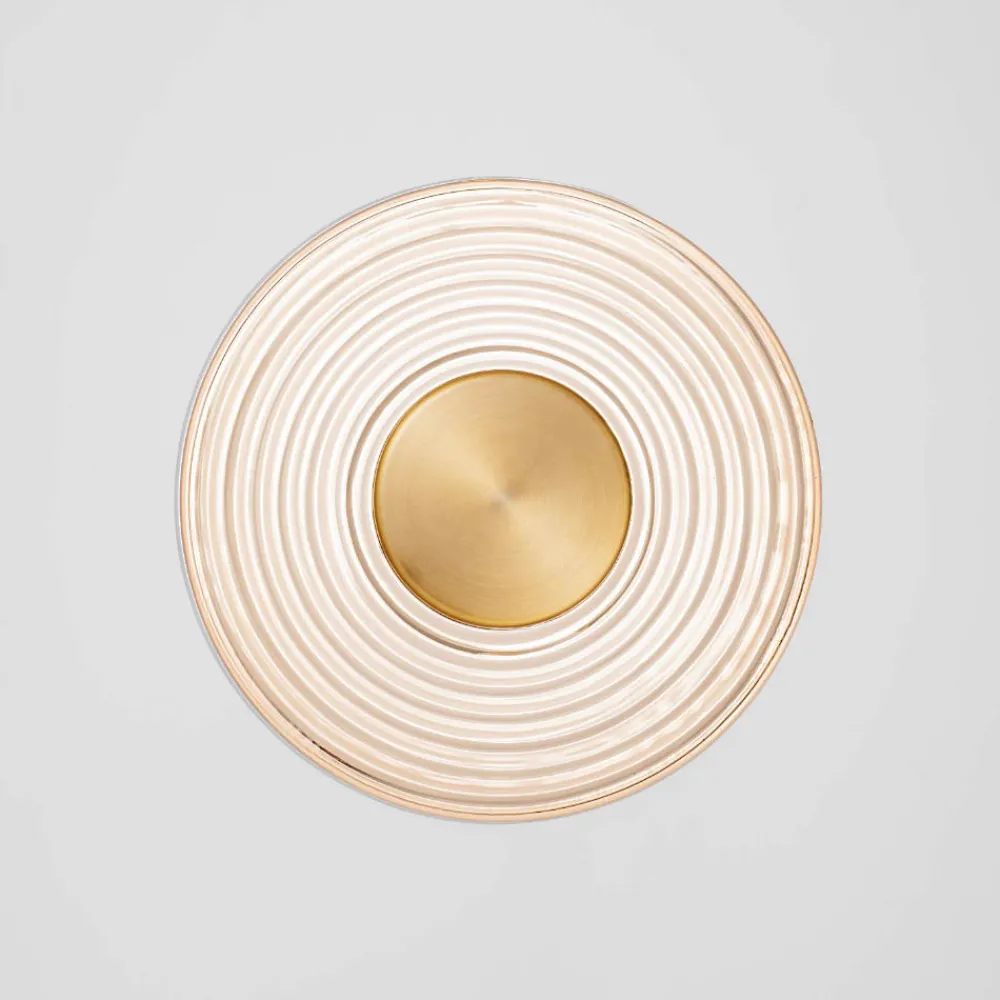 Applique Da Parete-Selezionato da Mazzolaluce Applique disco da parete circolare oro vetro ambra