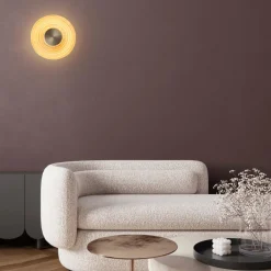 Applique Da Parete-Selezionato da Mazzolaluce Applique disco da parete circolare oro vetro ambra