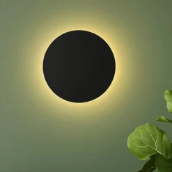 Applique Da Parete-Selezionato da Mazzolaluce Applique disco nero cerchio 40cm da parete moderna