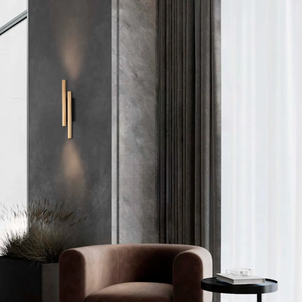 Applique Da Parete-Selezionato da Mazzolaluce Applique doppio cilindro dorato led 15w 3000k