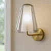Applique Da Parete-Top Light Applique double skin toplight oro ottone satinato vetro ambra