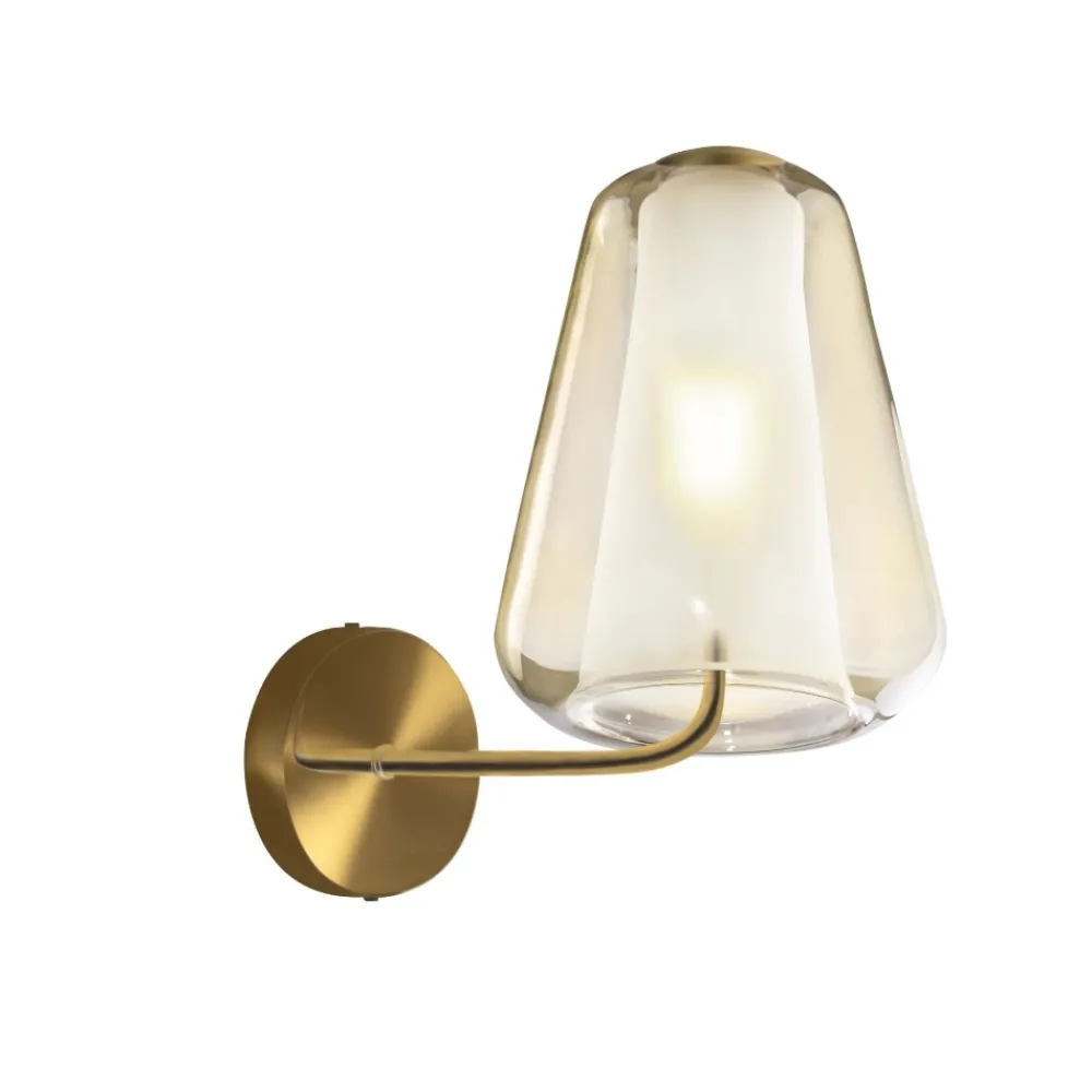 Applique Da Parete-Top Light Applique double skin toplight oro ottone satinato vetro ambra