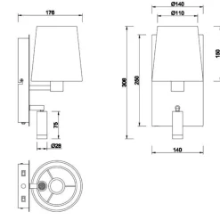 Applique Camera Da Letto-Selezionato da Mazzolaluce Applique elegante per comodino camera da letto paralume bianco luce led