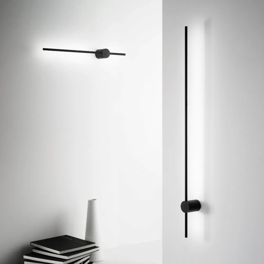 Applique Da Parete-Ideal Lux Applique essence ap2 20w 3000k nero design moderna 124cm