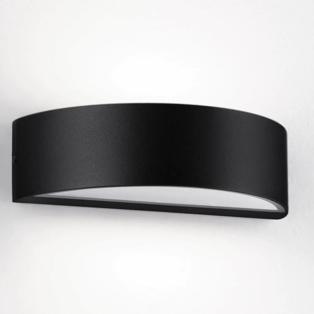 Applique Da Esterno-Selezionato da Mazzolaluce Applique esterno balcone antracite scuro design curvo led biemissione 9w 3000k