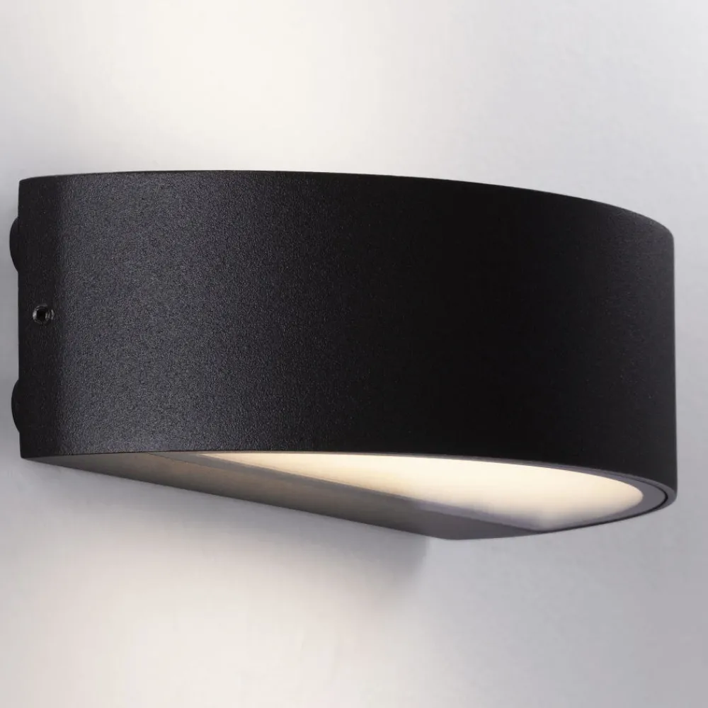 Applique Da Esterno-Selezionato da Mazzolaluce Applique esterno balcone antracite scuro design curvo led biemissione 9w 3000k