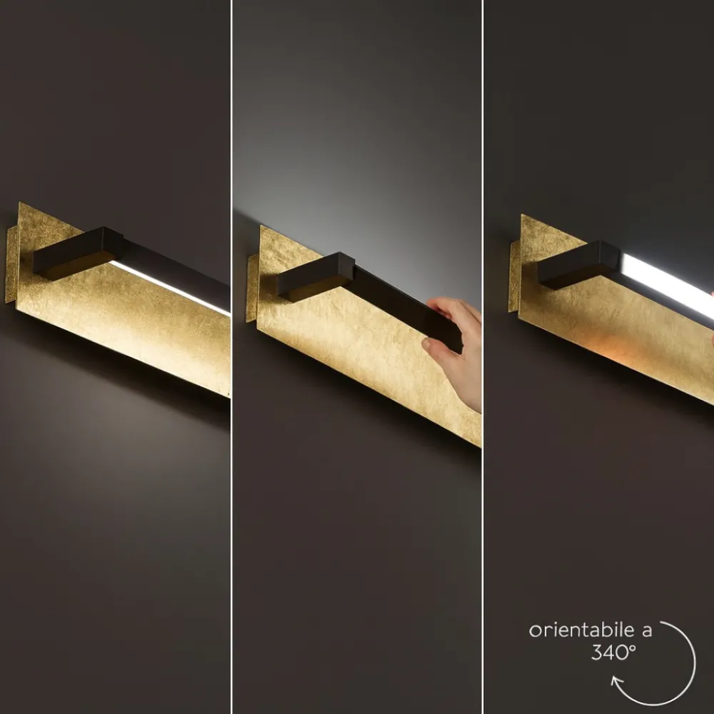 Applique Da Parete-Perenz Illuminazione Applique foglia oro nero led 18w cct girevole
