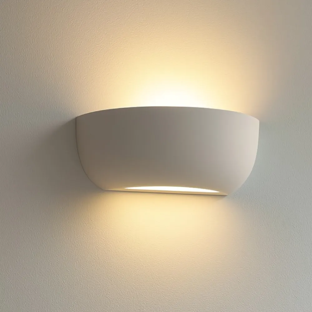 Applique Da Parete-IsyLuce Applique gesso bianco forma mezza conca