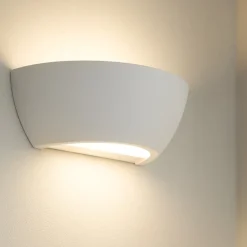 Applique Da Parete-Selezionato da Mazzolaluce Applique gesso ceramica bianca verniciabile con diffusore di vetro