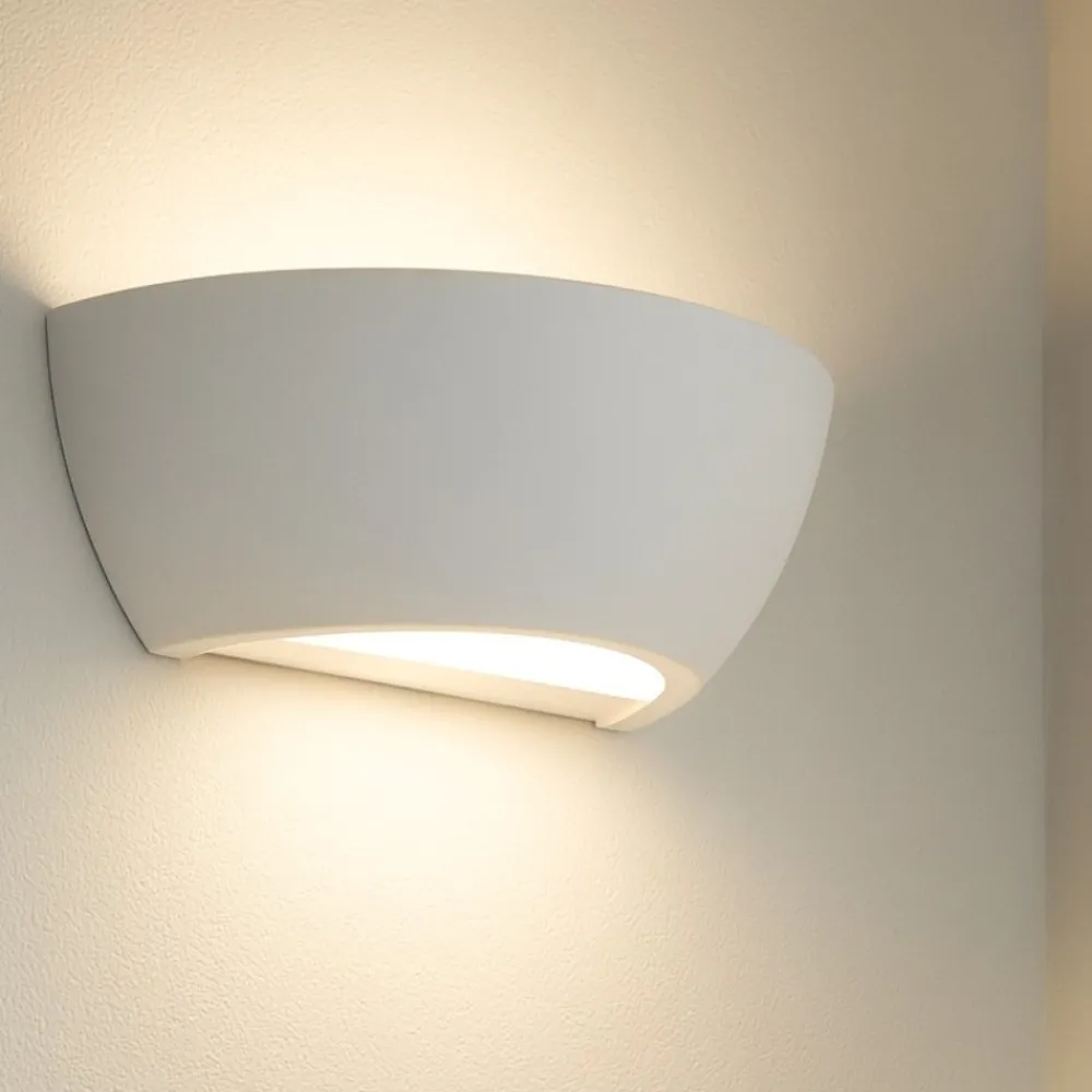 Applique Da Parete-Selezionato da Mazzolaluce Applique gesso ceramica bianca verniciabile con diffusore di vetro