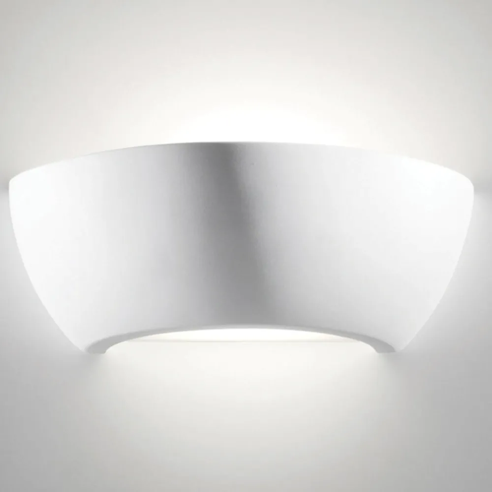 Applique Da Parete-Selezionato da Mazzolaluce Applique gesso ceramica bianca verniciabile con diffusore di vetro