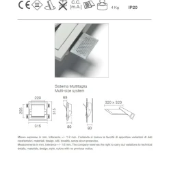 Applique Da Parete-Selezionato da Mazzolaluce Applique gesso led cristaly vela lampada da incasso a parete filo muro 16.5w 3000k