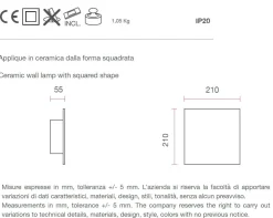 Applique Da Parete-Selezionato da Mazzolaluce Applique gesso led 18w 3000k quadrata in ceramica bianca