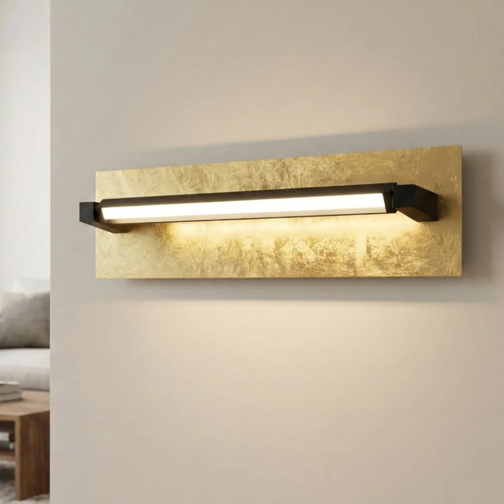 Applique Da Parete-Perenz Illuminazione Applique girevole foglia led 12w cct nero oro moderna perenz