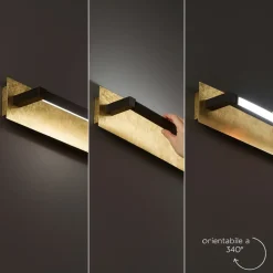 Applique Da Parete-Perenz Illuminazione Applique girevole foglia led 12w cct nero oro moderna perenz