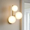 Applique Da Parete-Ideal Lux Applique perlage ap3 ottone moderna 3 sfere vetro bianco