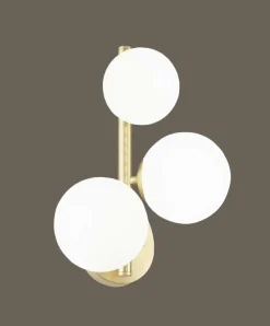 Applique Da Parete-Ideal Lux Applique perlage ap3 ottone moderna 3 sfere vetro bianco