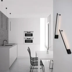 Applique Da Parete-Selezionato da Mazzolaluce Applique incrocio 90cm sporgenza 7cm nera led 15w 3000k moderna