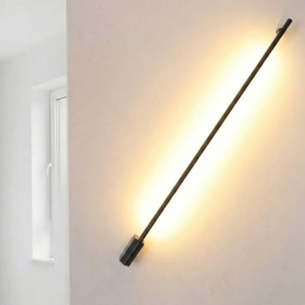 Applique Da Parete-Selezionato da Mazzolaluce Applique incrocio 60cm sporgenza 9cm bacchetta nera led 10w moderna