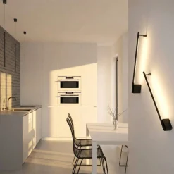 Applique Da Parete-Selezionato da Mazzolaluce Applique incrocio 60cm sporgenza 9cm bacchetta nera led 10w moderna