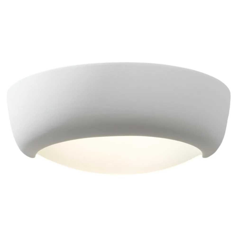 Applique Da Parete-Selezionato da Mazzolaluce Applique in gesso ceramica pitturabile bianco con diffusore in vetro