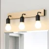 Applique Da Bagno-Selezionato da Mazzolaluce Applique in legno 3 luci nere specchio bagno
