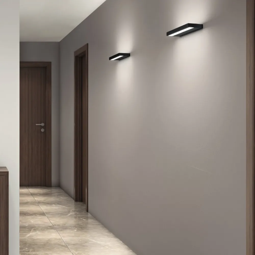 Applique Da Parete-IsyLuce Applique duplex nero moderna led 40w 3000k-4000k
