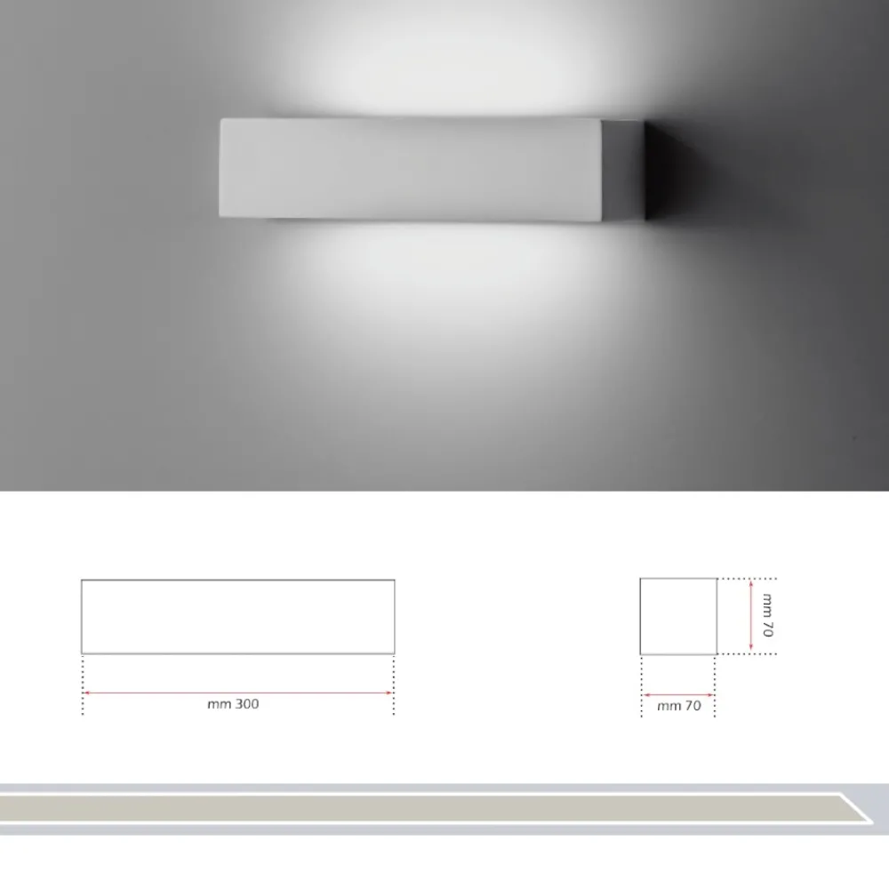 Applique Da Parete-IsyLuce Applique 18w 3000k gesso bianca rettangolare