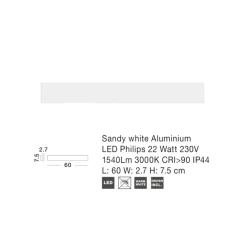 Applique Da Parete-Selezionato da Mazzolaluce Applique lampada da parete 60cm led 22w 3000k bianco rettangolare