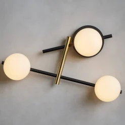 Applique Da Parete-Miloox Applique lampada da parete moderna nero oro kika