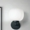 Applique Da Parete-Miloox Applique lampada da parete moderna nera vetro bianco bomboi