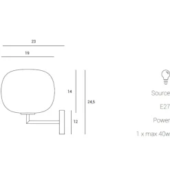 Applique Da Parete-Miloox Applique lampada da parete moderna nera vetro bianco bomboi