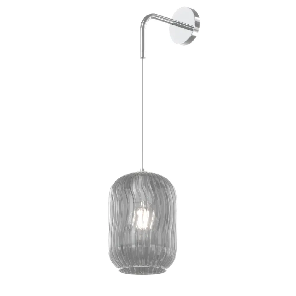 Applique Da Parete-Top Light Applique lampada da parete toplight tender cromo vetro pendente fume