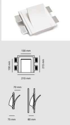Applique Da Parete-Selezionato da Mazzolaluce Applique lampada vela da incasso parete gesso bianco cristaly led 9w 2700k 24v