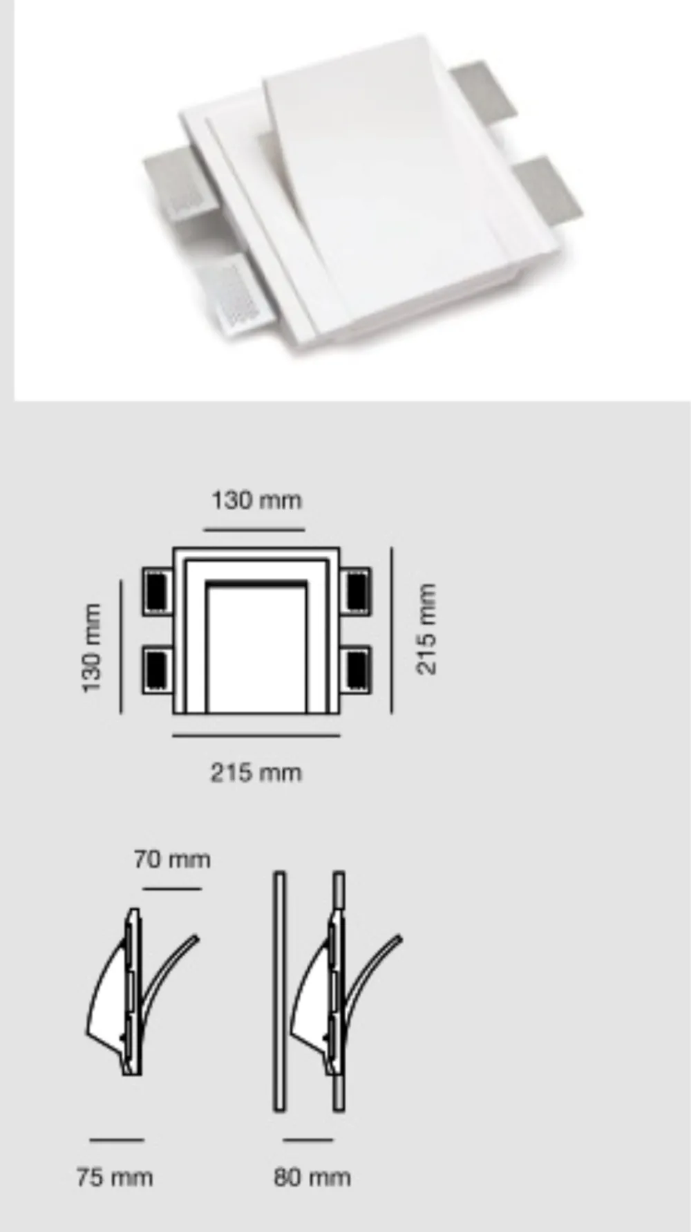 Applique Da Parete-Selezionato da Mazzolaluce Applique lampada vela da incasso parete gesso bianco cristaly led 9w 2700k 24v