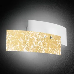 Applique Da Parete-Gea Luce Applique lara vetri bianco lucido foglia oro