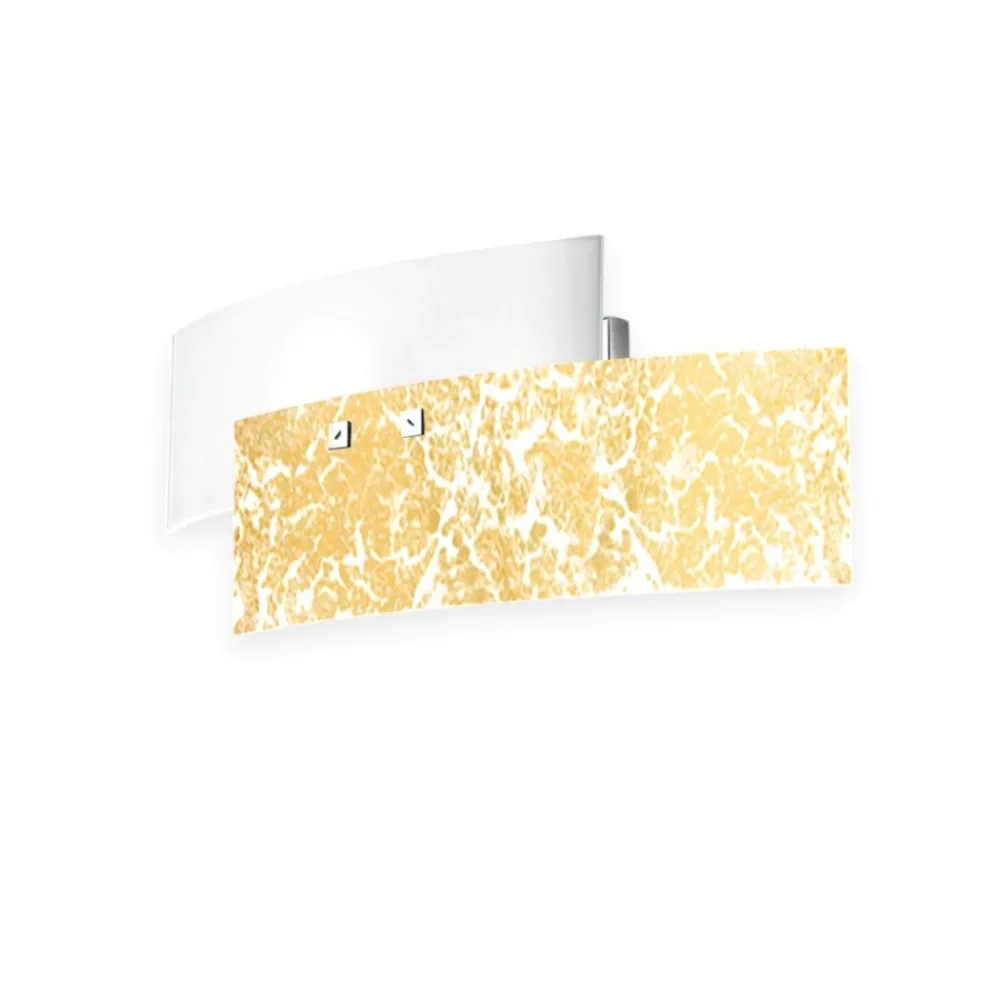 Applique Da Parete-Gea Luce Applique lara vetri bianco lucido foglia oro